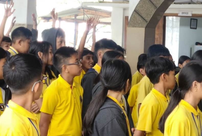 Senior students at the school assembly